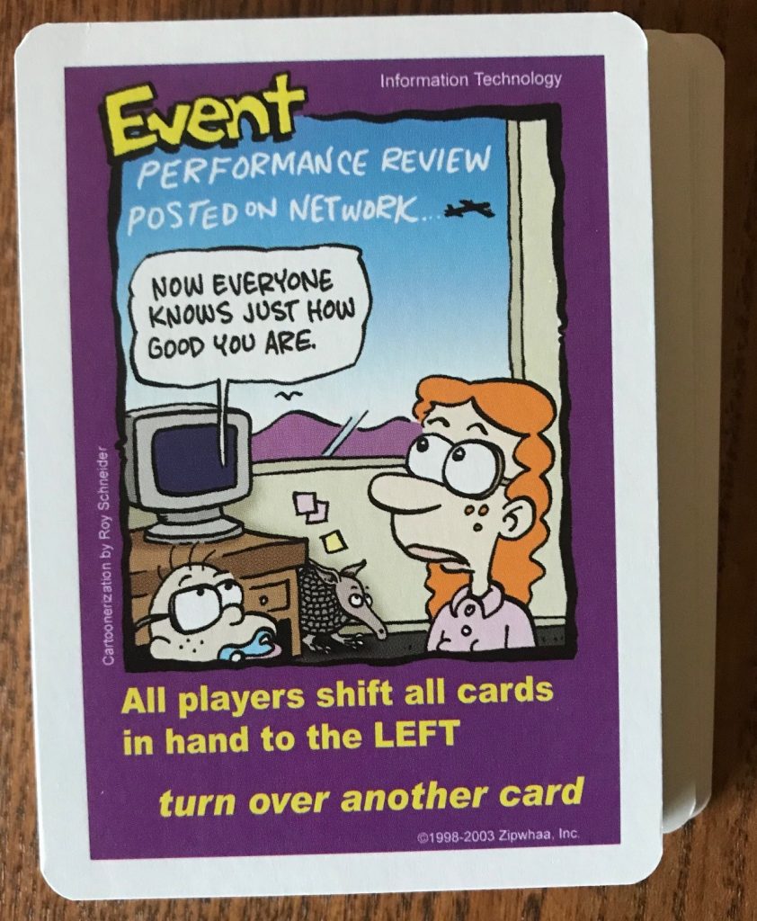 Event card asking all players to pass their cards to the left