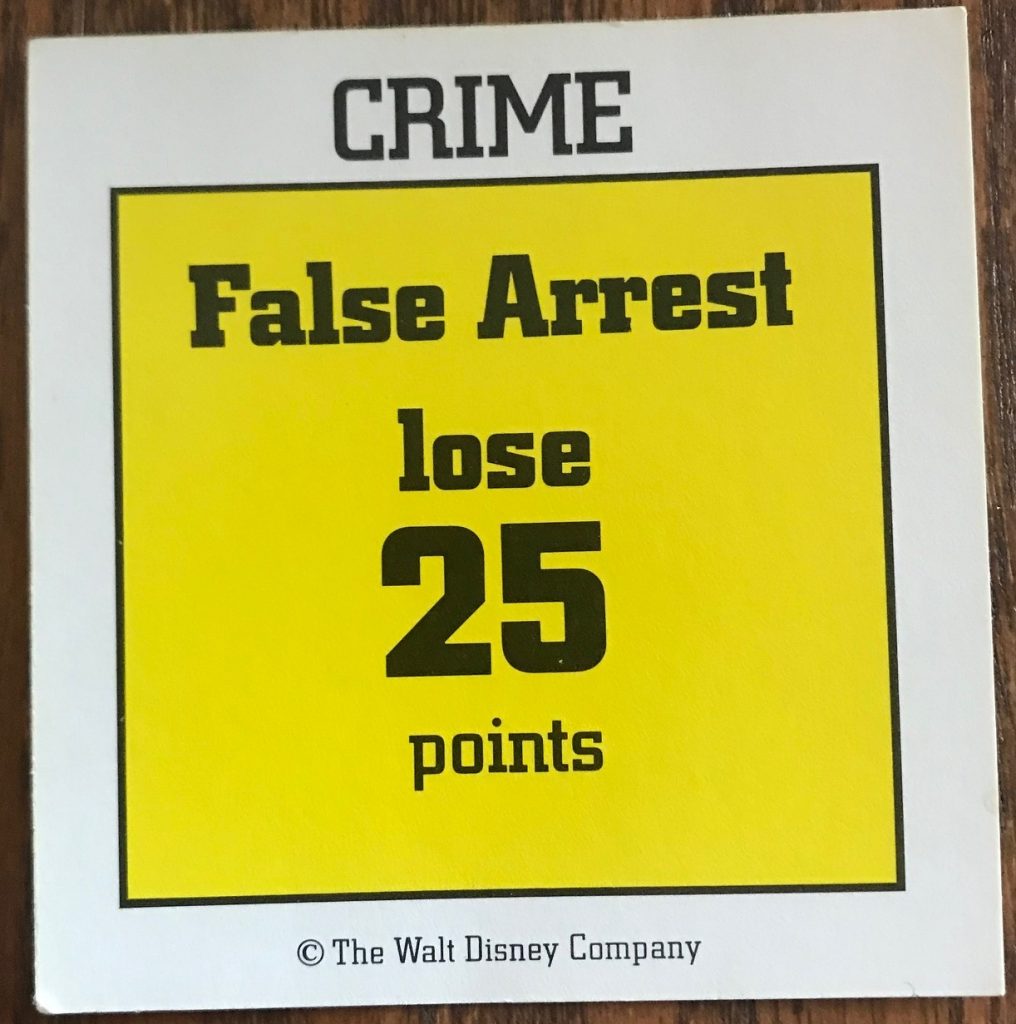 False Arrest card shows lose 25 points