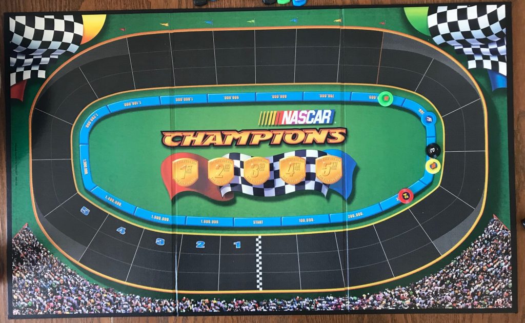 The board is a giant race track in a large oval