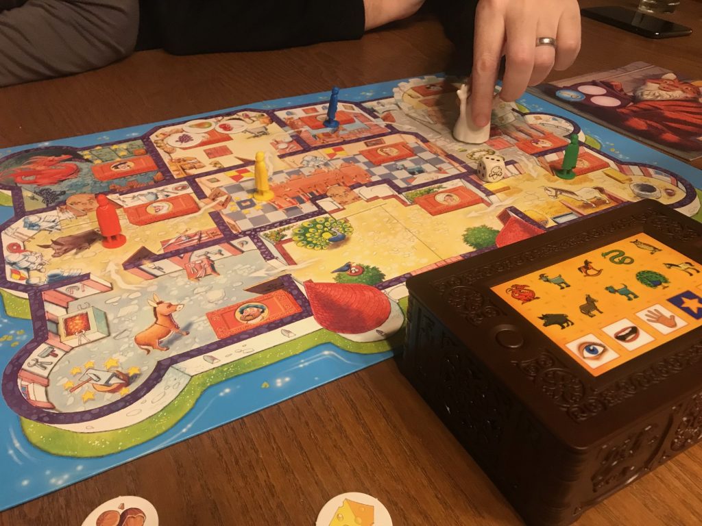 Our play showing magic box and the game board