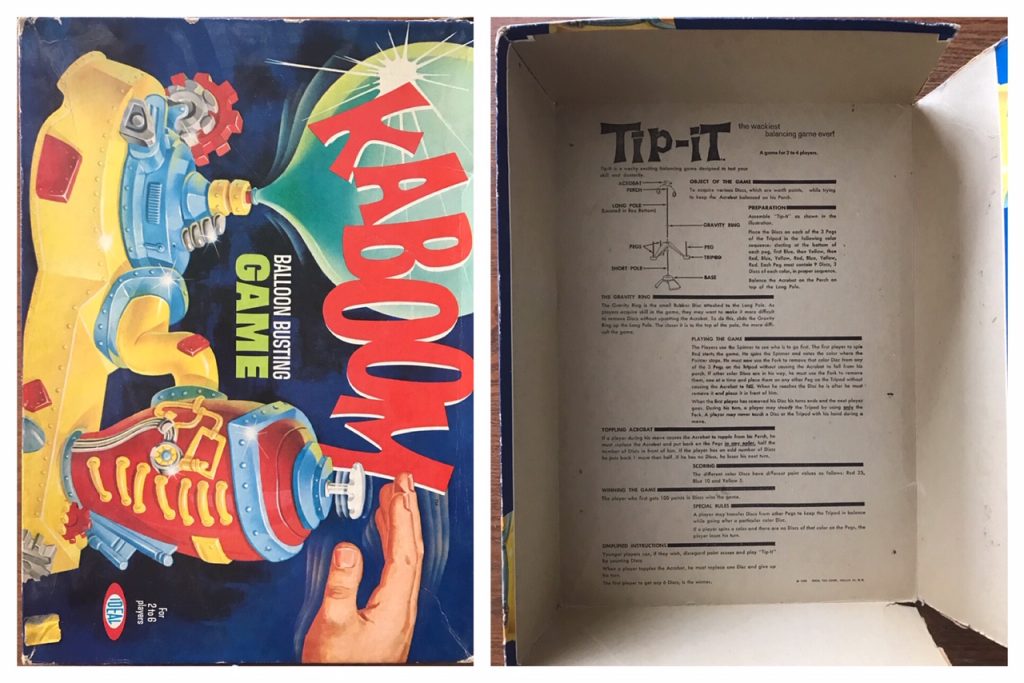 Kaboom cover on left and Tip-It instructions on right