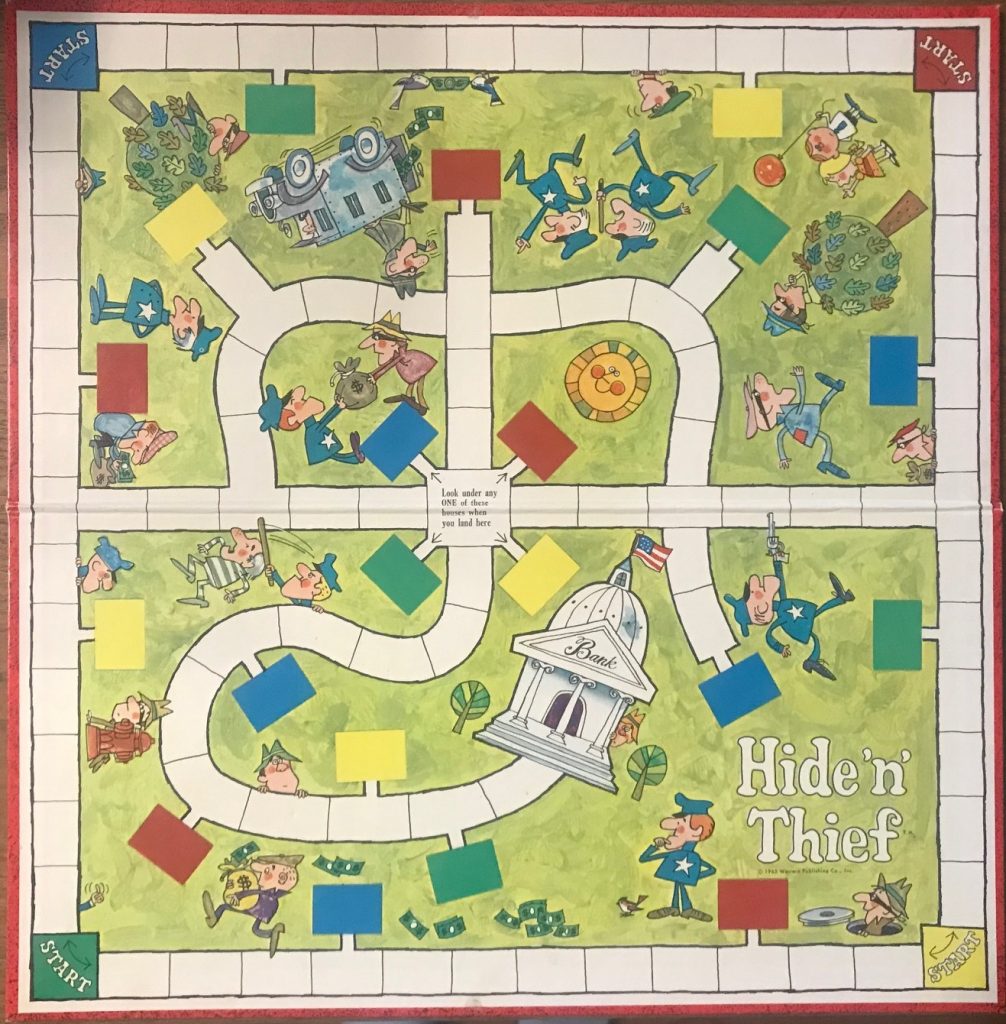 1965 Whitman Hide 'n Thief Board Game Parts 