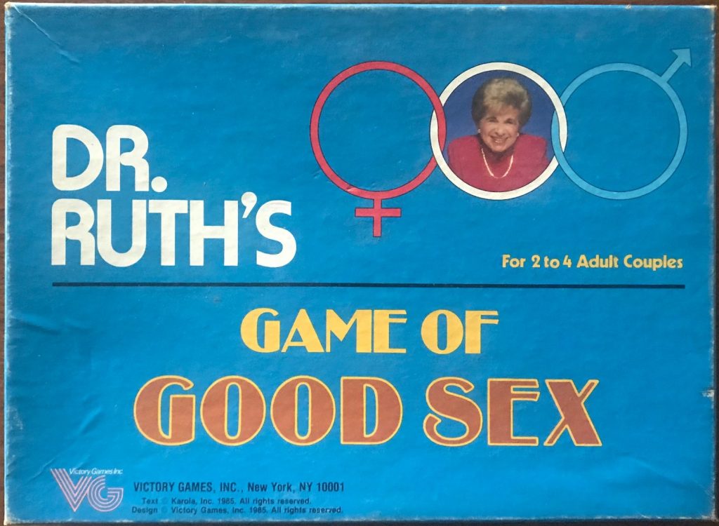 This cover is very blue and shows a cute little photo of Dr. Ruth in a circle with a male and female symbol adjoining