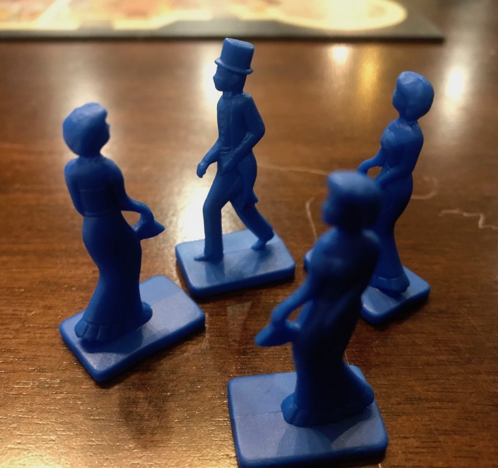 Blue pawns that show small fancy mini characters