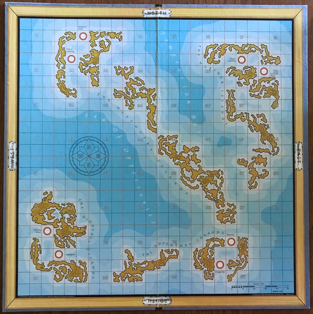 An overview of the board showing islands and a grid