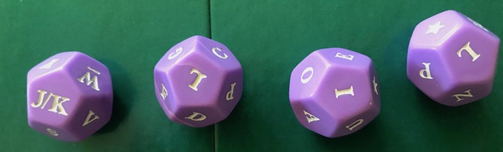 Another example dice roll showing letters J/K, L, I and L