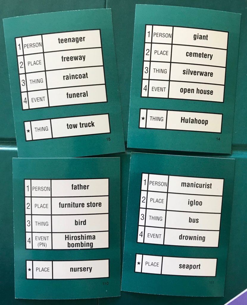 Example cards show words like teenager, freeway, raincoat and funeral