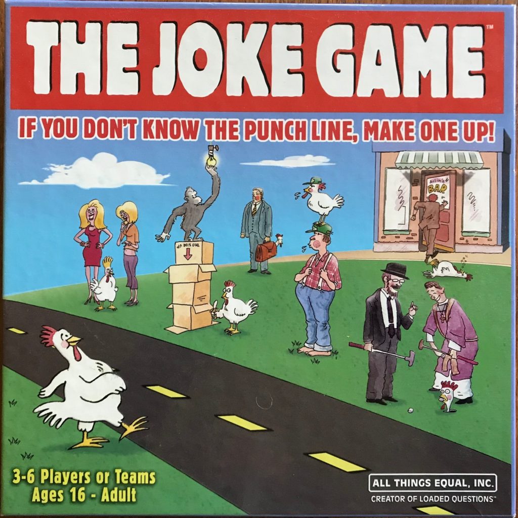 Cover photo shows a cartoon chicken crossing a cartoon road with exaggerated cartoon people in the background