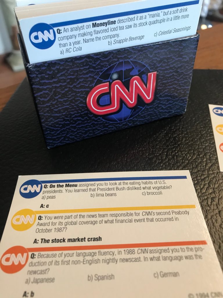 The trivia box and example trivia card