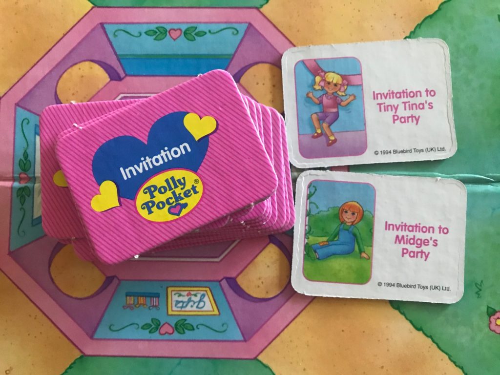 The invitations include a picture of the girl and say Invitation to Midge's Party, for example