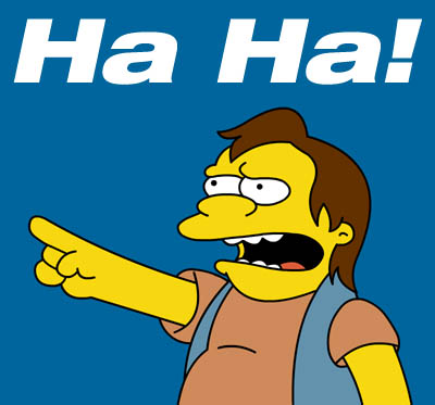 Nelson Muntz from The Simpsons saying "Ha ha!"